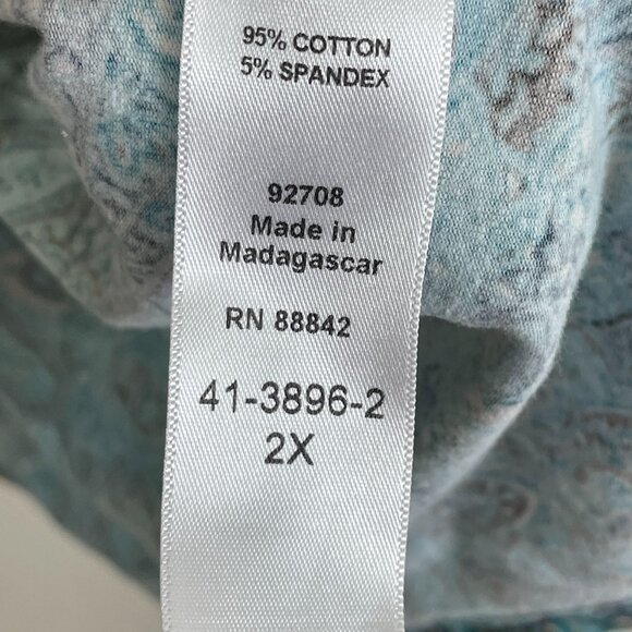 Catherines Womens Plus 2X Suprema Collection Teal Paisley Tunic Top 3/4 Sleeve - Picture 5 of 10